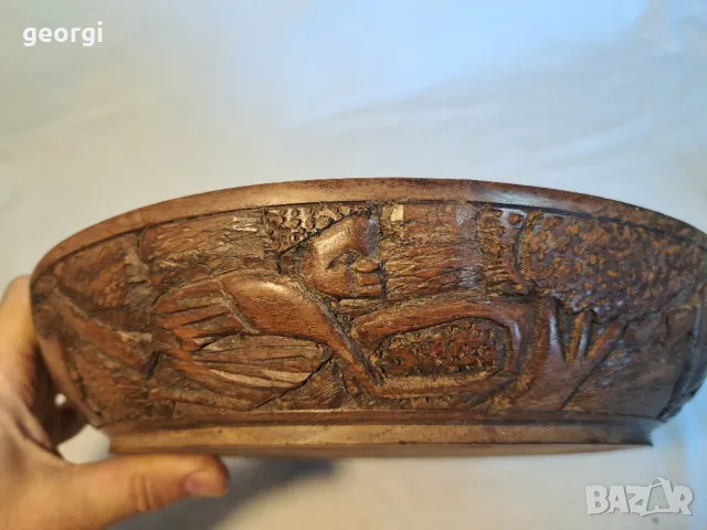 африканска дърворезбована чиния масив   18/2, снимка 3 - Декорация за дома - 49004951