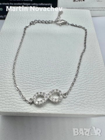 Сребърна гривна с мойсанит (Диамант) , снимка 3 - Гривни - 51784160