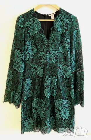 Нова рокля - 50% H&M дантелена с деколте изумрудено зелено, снимка 5 - Рокли - 49333079