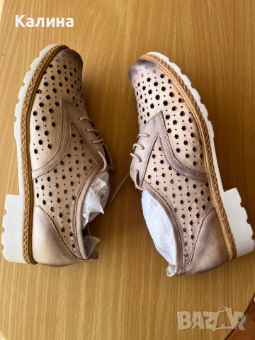 Естествена кожа пролетни / есенни перфорирани обувки , снимка 4 - Дамски ежедневни обувки - 50891588
