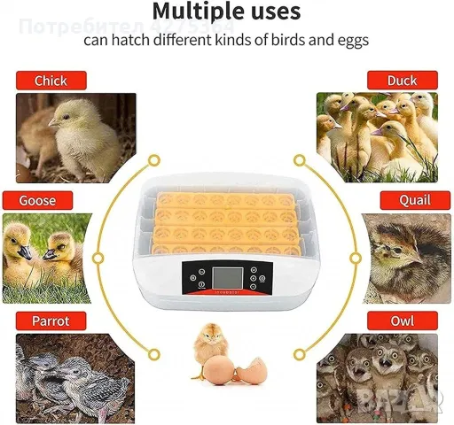 Инкубатор за яйца – 42 яйца с LED дисплей и автоматичен контрол