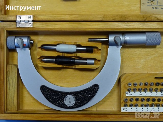 Микрометър резбомер VEB Suhl 75-100 mm screw thread micrometer, снимка 3 - Други инструменти - 41226749