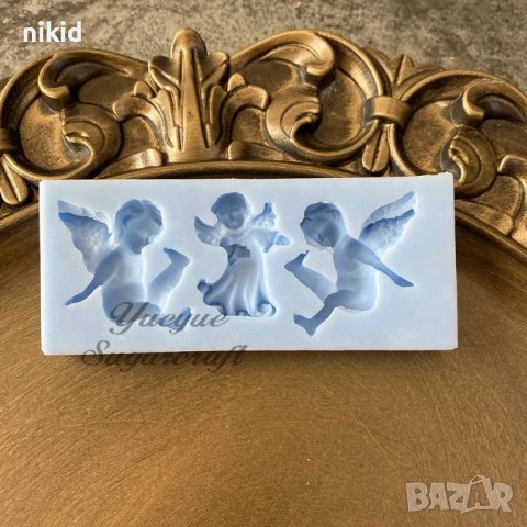 3 ангела ангел ангелче ангелчета силиконов молд форма фондан гипс пита декор, снимка 3 - Форми - 40761094