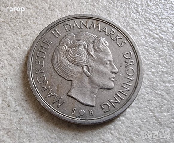  Монета. Дания.  5 крони .1977 година., снимка 3 - Нумизматика и бонистика - 39660322