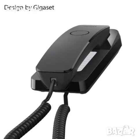 Стационарен телефон Gigaset Desk 200, компактен дизайн, настолен/стенен монтаж, цвят: черно