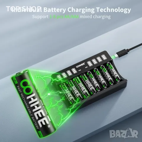 Интелигентно зарядно устройство за батерии с 8 x AAA батерии, интелигентно зарядно устройство за бат, снимка 6 - Оригинални зарядни - 48842687