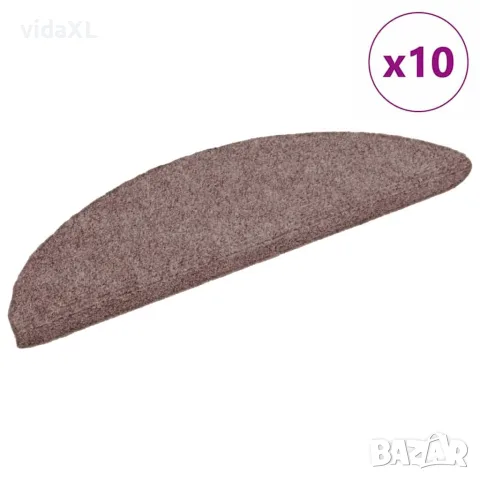 vidaXL Постелки за стълби, самозалепващи се, 10 бр., 56x17x3 см, светлокафяви, полукръгли, снимка 1 - Изтривалки - 56146121