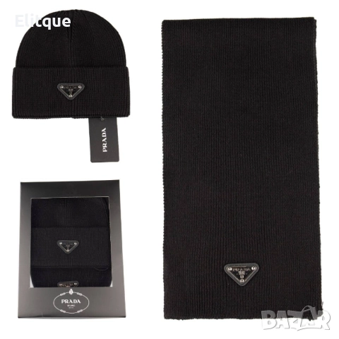 комплект шапка и шал hermes prada , снимка 3 - Шапки - 52509650