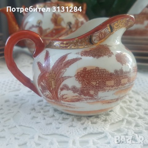 Антикварен Amari сервиз Гейши порцелан " яйчена черупка" Япония, снимка 3 - Сервизи - 42066407