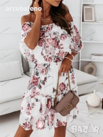 Дамска секси лятна рокля с отворени рамене, 3цвята , снимка 3 - Рокли - 39816069