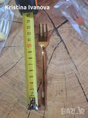 6 бр. десертни вилици,златни вилички, снимка 3 - Прибори за хранене, готвене и сервиране - 49281529