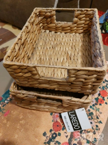 Нови плетени кошници от естествен материал, снимка 4 - Декорация за дома - 53300170
