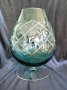 Кристална ваза гравирана зелена Германия 60-те години, снимка 7