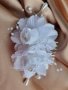 Сватбен аксесоар-гребен с цветя от органза и перлички , снимка 16