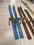 Винтидж детски дървени ски – сини, 90 см, снимка 1