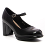 Дамски обувки с ток тип "Мери Джейн" в черно , снимка 1 - Дамски обувки на ток - 44773376