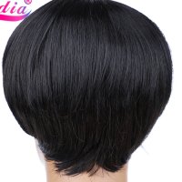 №8 Къса перука естествена черна 15 см, със свободен страничен бретон, снимка 4 - Аксесоари за коса - 41096955
