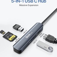 5 в 1 USB C хъб Масивно разширение - Dockteck Multiport Adapter Dongle, снимка 2 - Друга електроника - 41230647