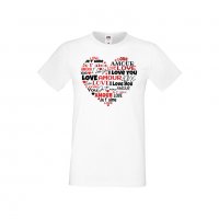 Мъжка тениска Свети Валентин Love Word Heart, снимка 1 - Тениски - 35715753