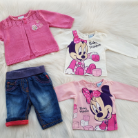 Блуза дънки и жилетка Мини Маус 0-3 месеца, снимка 1 - Комплекти за бебе - 36276904