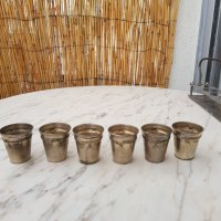 Старинен комлект от 6 метални чашки, снимка 3 - Антикварни и старинни предмети - 39288247