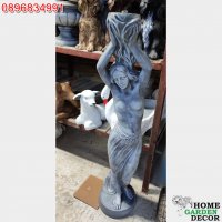 Статуя девойка с поставка за фонтан от бетон – Деметра, снимка 6 - Градински мебели, декорация  - 38963092