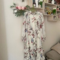 Разкошна нова дълга елегантна рокля флорален десен нежни цветя волани къдри феерична вълнообразна , снимка 10 - Рокли - 42183885