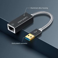 USB 3.0 RJ45 Ethernet адаптер, CableCreation 10 / 100 / 1000 Mbps, алуминиев корпус, снимка 2 - Мрежови адаптери - 35723529