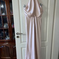 бална абитуриентска рокля парти елегантна рокля тип русалка сатен бежова натурален цвят ASOS, снимка 6 - Рокли - 44492983