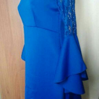 Прелестна синя рокля, от неопрен, с дантела🍀❤S/M, M/L❤🍀арт.4067, снимка 2 - Рокли - 36114867