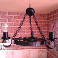 Стар лампион от ковано желязо,ръчна масивна  изработка, снимка 4 - Лампи за таван - 36088442
