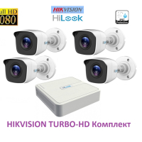 HIKVISION TURBO-HD Комплект за видеонаблюдение с 4 bullet камери и 4 канален DVR, снимка 1 - HD камери - 44751550