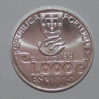Сребърна монета 1000 ескудо 1999 г , снимка 1 - Нумизматика и бонистика - 41390761