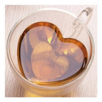 Двустенна чаша Pufo за топли напитки, кафе или чай, 240 мл, интериор във формата на сърце, прозрачен, снимка 3 - Чаши - 36440160