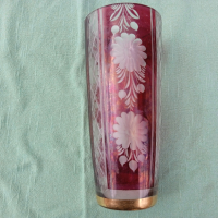 Стара стъклена ваза, снимка 1 - Вази - 36132261