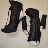 Дамски боти от естествена кожа Bianki с отворена пета и пръсти цена 89 лв. номер 37, снимка 5 - Дамски обувки на ток - 44222960