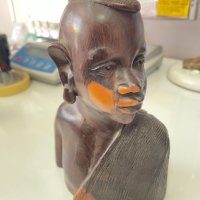 Два броя африкански дървени бюста ръчно резбовани, снимка 10 - Други ценни предмети - 41685678