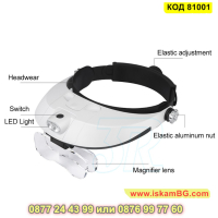 Увеличителна лупа за глава с лед осветление тип очила за четене шиене - КОД 81001, снимка 11 - Друга електроника - 44822149