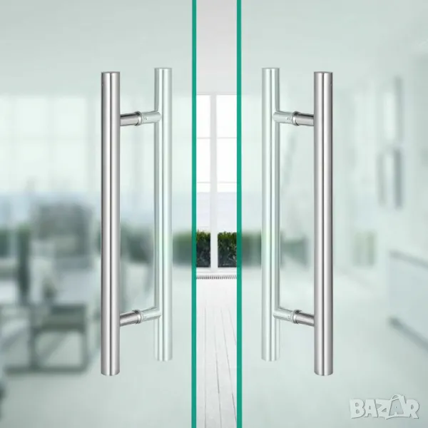 Двустранна дръжка за бутане – дърпане на стъклена или плътна врата., снимка 1