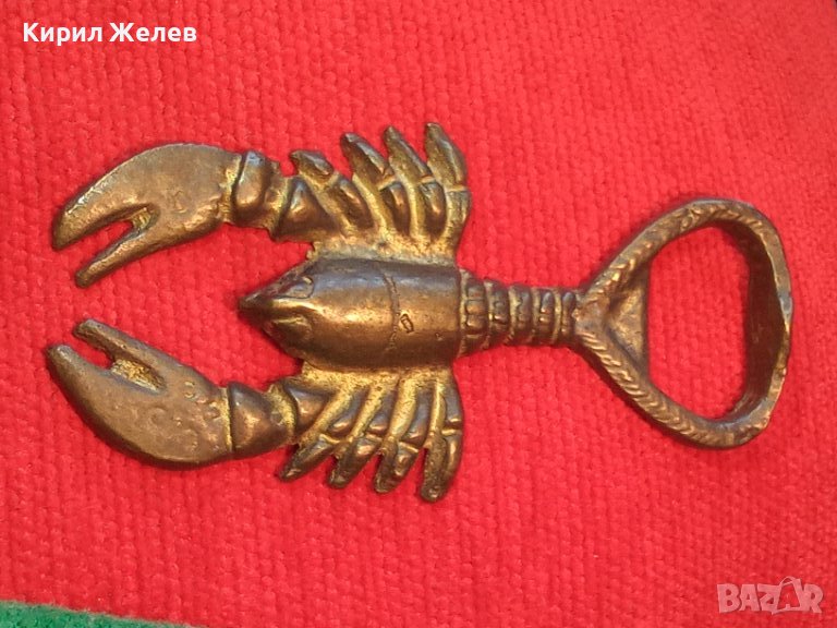 СТАРА БРОНЗОВА ФИГУРАЛНА ОТВАРАЧКА за ЗОДИЯ РАК 32105, снимка 1