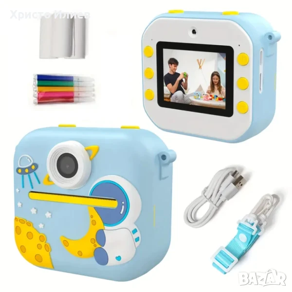 Детски фотоапарат за моментални снимки с принтер и вградени игри, снимка 1
