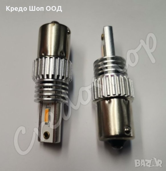Комплект LED крушки за мигач 21W, оранжеви Bau15s  Canbus, 2 броя, снимка 1