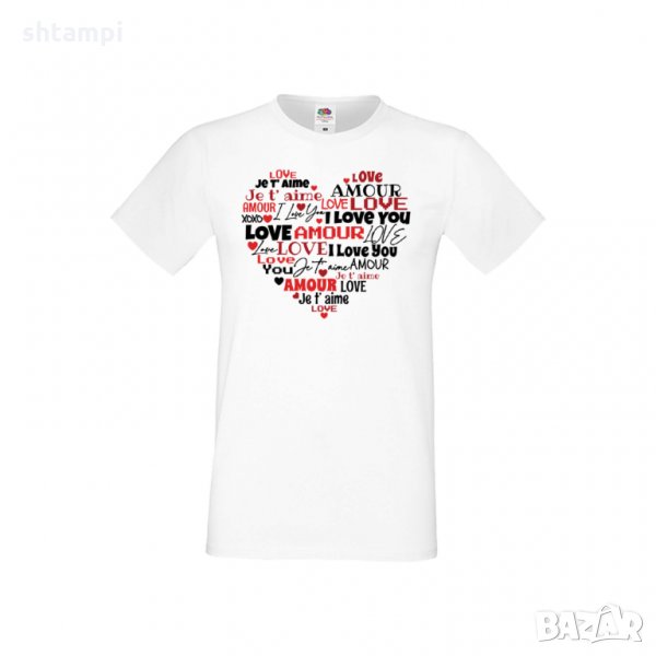 Мъжка тениска Свети Валентин Love Word Heart, снимка 1