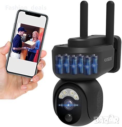 Нова камера за видеонаблюдение с акумулаторна батерия Панорама 355°, снимка 1