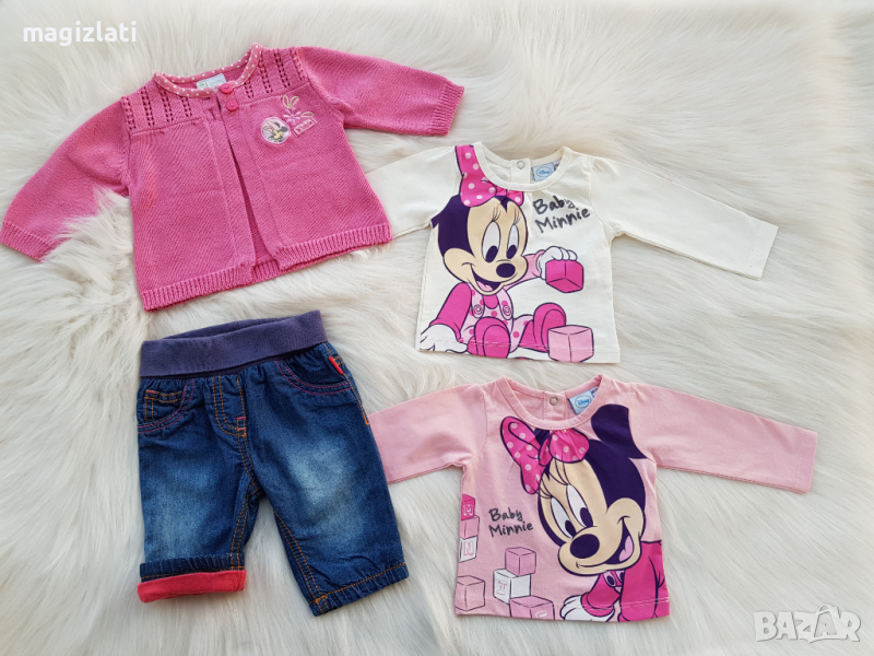 Блуза дънки и жилетка Мини Маус 0-3 месеца, снимка 1