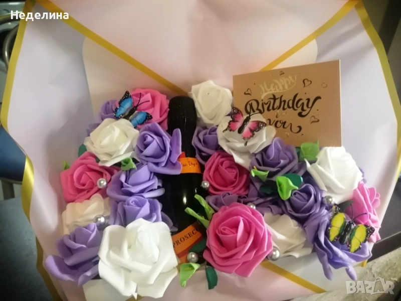 Цветя и вино в кутия , снимка 1