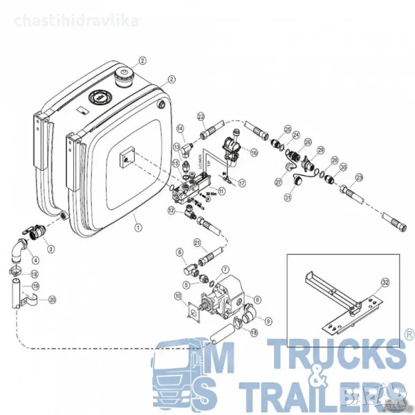 Двукръгова хидравлична система 3/4'' - 80л. к-кт Турция, снимка 1