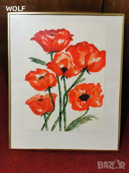 Авторска масло бои върху картон подписана немска картина, снимка 1