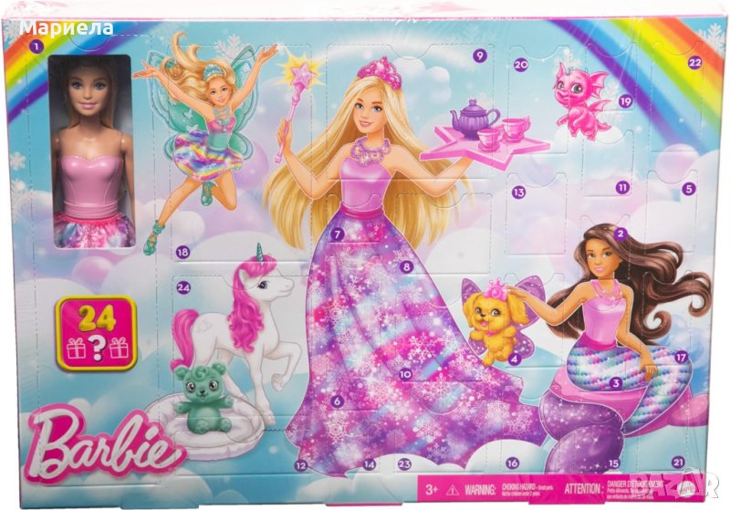 Адвент календар на Barbie Dreamtopia /Адвент календар Mattel,С Barbie Land Fantasy кукла,Многоцветен, снимка 1