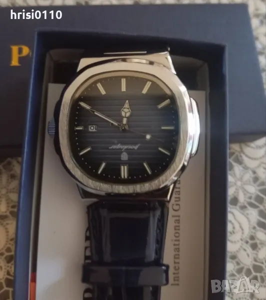 Нов мъжки часовник с кутия и каишка от естествена кожа , снимка 1